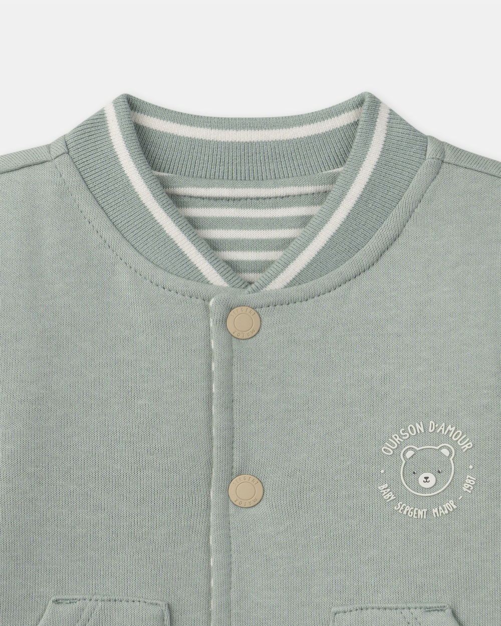 Teddy réversible vert uni ou rayures Coloris Sergent Major (Sergent Major) - Image 1